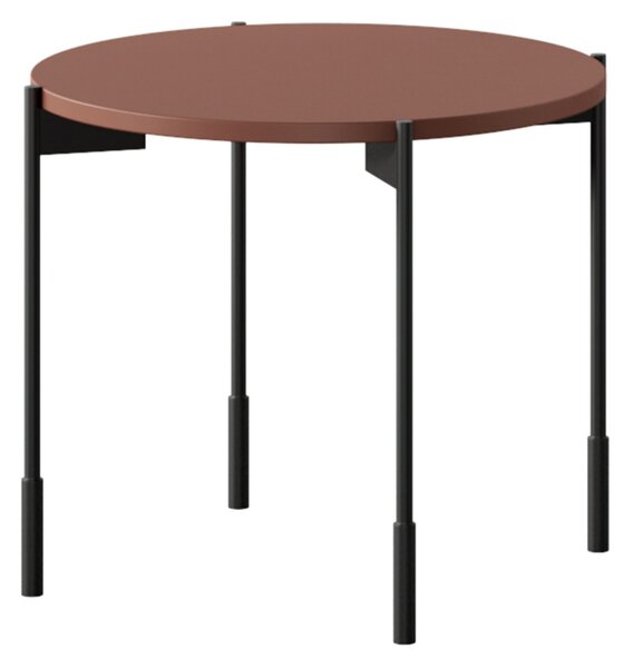 Măsuță de cafea rotundă Sonatia 60 cm cu picioare metalice - burgundy