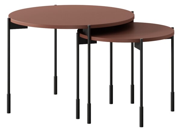 Măsuță de cafea rotundă Sonatia 45 cm cu picioare metalice - burgundy