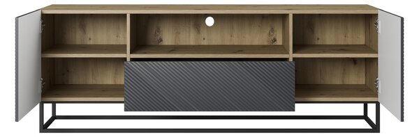 Comodă TV cu sertar și cadru metalic Asha 167 cm - artisan / rivier stone mat