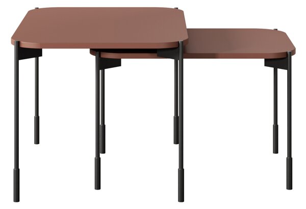 Măsuță de cafea dreptunghiulară Sonatia 60 cm pe picioare metalice - burgundy