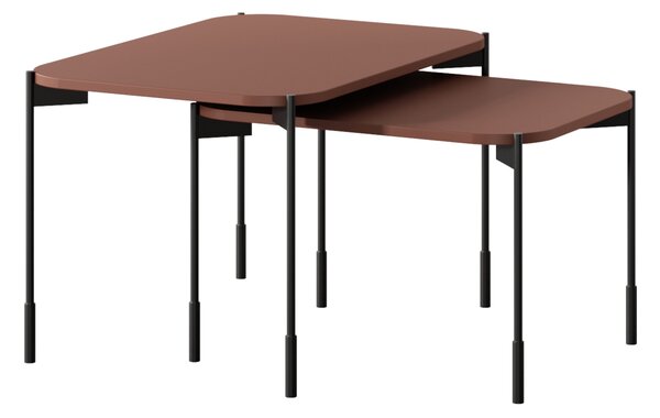 Măsuță de cafea dreptunghiulară Sonatia 60 cm pe picioare metalice - burgundy