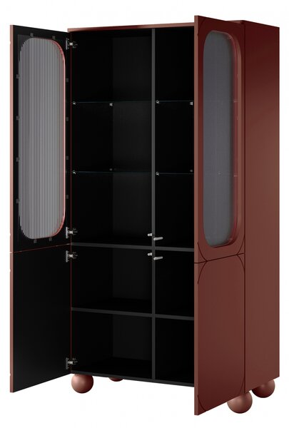 Vitrină Sonatia II 100 cm cu patru uși - burgundy