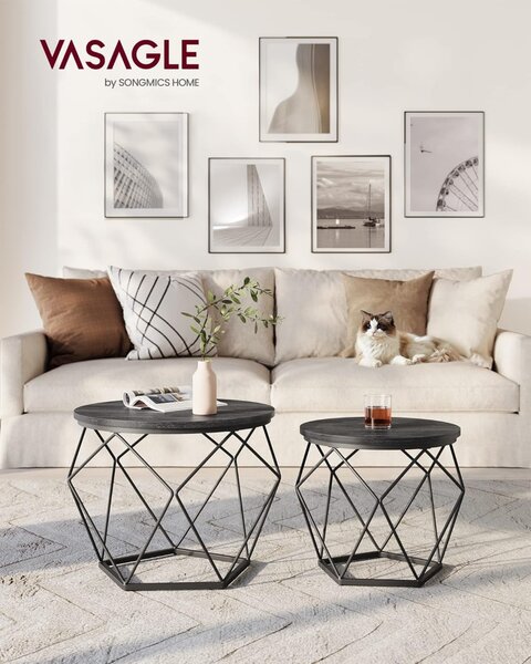 Set 2 masute de cafea Vasagle Gri inchis 60x60x45 cm