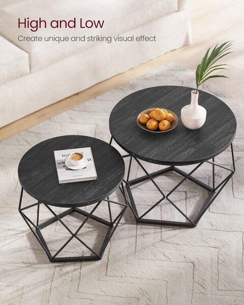 Set 2 masute de cafea Vasagle Gri inchis 60x60x45 cm