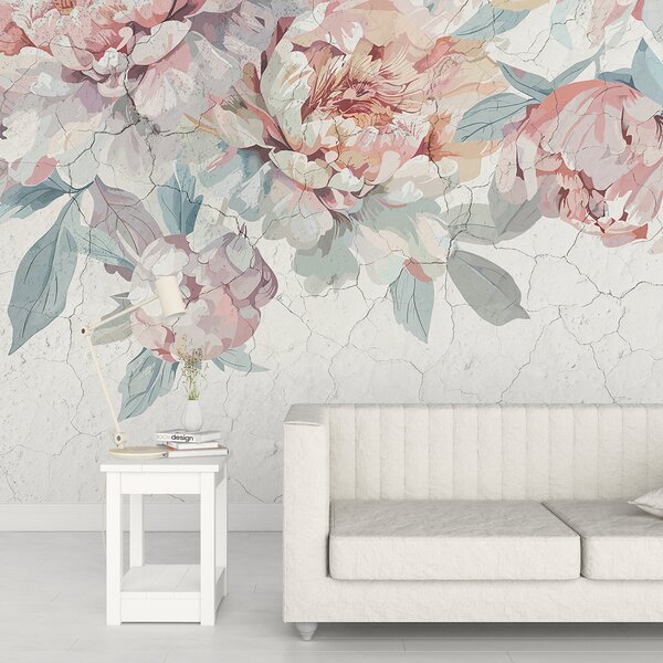 Fototapet Motive florale delicate în nuanțe pastelate delicate, Fototapet flori, Fototapet populare, w00896 - Tapeko.ro