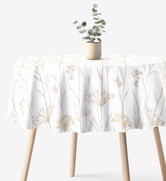 Goldea față de masă 100% bumbac - plante ornamentale - rotundă Ø 160 cm
