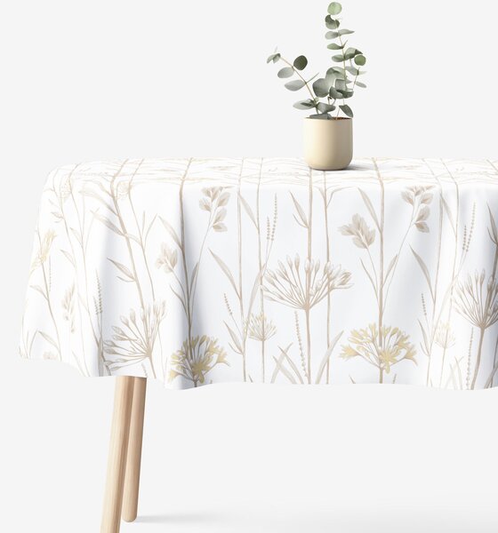 Goldea față de masă 100% bumbac - plante ornamentale - ovală 120 x 160 cm