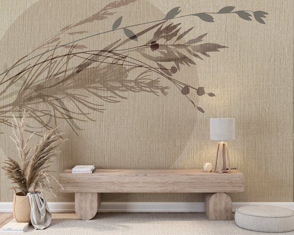 Fototapet Modele delicate de frunze pe fundal texturat, Fototapet natură, Fototapet populare, w00902 - Tapeko.ro