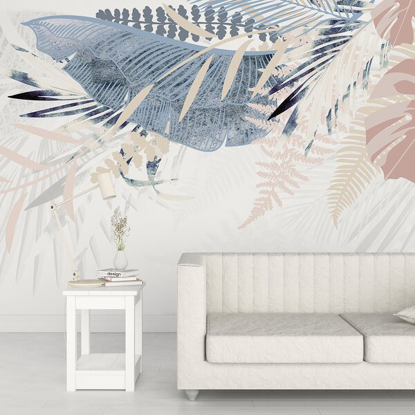 Fototapet Frunze tropicale în nuanțe delicate de pastel, Fototapet natură, Fototapet populare, w00908 - Tapeko.ro