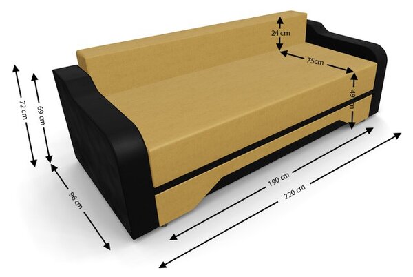 Canapea Extensibila Royal Mini, Mustar
