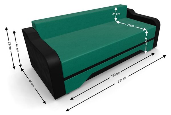 Canapea Extensibila Royal Mini, Verde