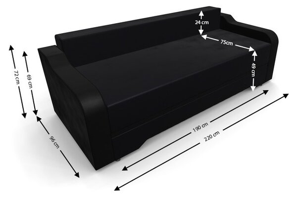 Canapea Extensibila Royal Mini, Negru