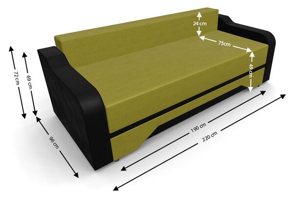 Canapea Extensibila Royal Mini, Verde masliniu