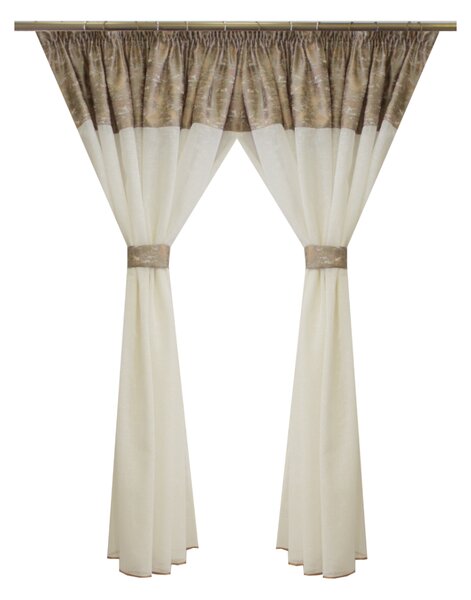 Perdea Velaria in hard ivoire si tafta wenge, 410x155 cm