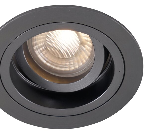 Set de 6 spoturi încastrate moderne Gunmetal GU10 50mm Rotunde Înclinabile - Chuck