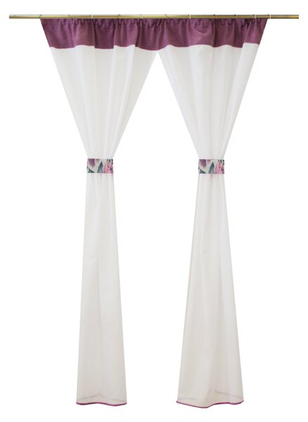 Perdea Velaria voal alb si milas lila, 145x155 cm