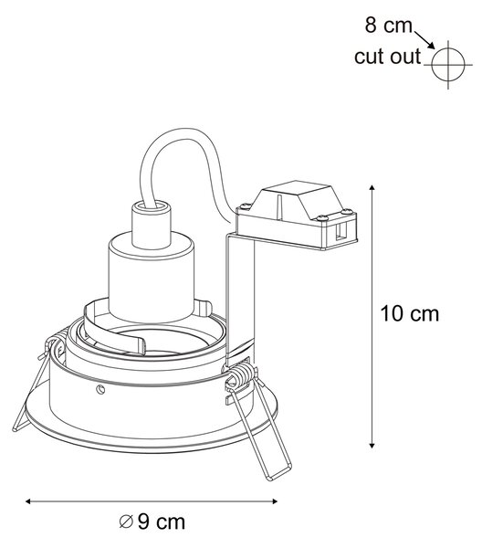 Set de 6 spoturi încastrate moderne bej GU10 50mm rotative și înclinabile - Chuck