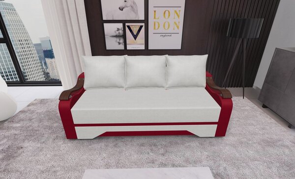 Canapea Extensibila Sally Mini, Bej deschis/Rosu