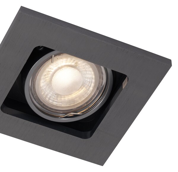 Set de 6 spoturi încastrate moderne Gunmetal GU10 50mm Rotund Înclinabile - Qure