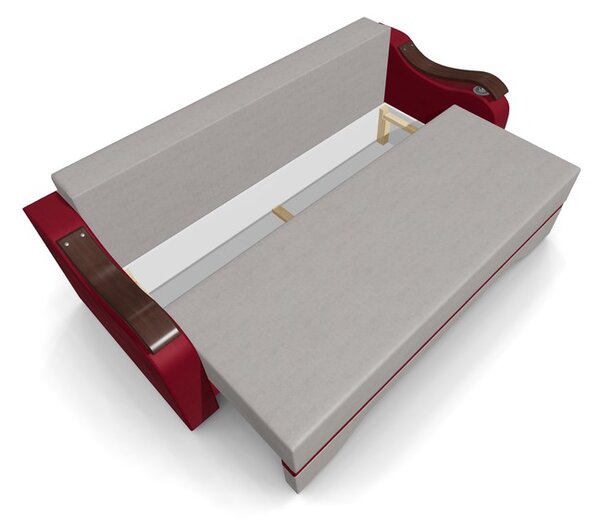 Canapea Extensibila Sally Mini, Crem/Rosu