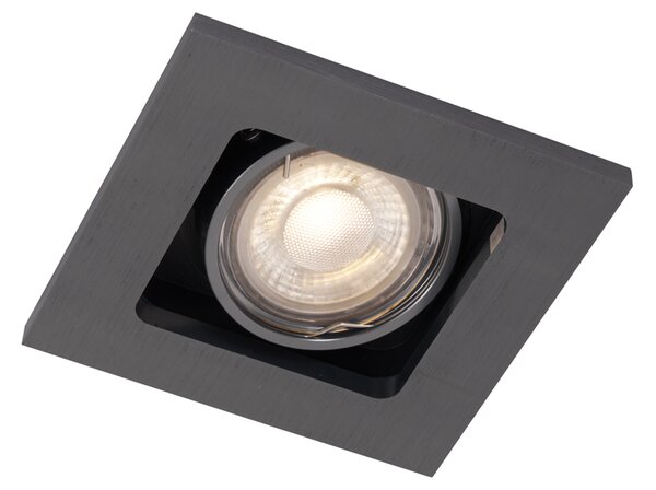 Set de 6 spoturi încastrate moderne Gunmetal GU10 50mm Rotund Înclinabile - Qure
