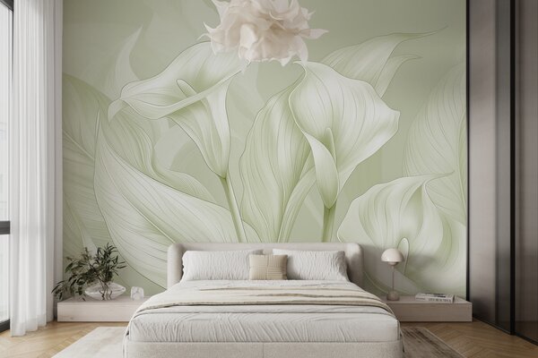 Fototapet Frunziș elegant, în nuanțe delicate de verde, Fototapet flori, Fototapet populare, w01195v3 - Tapeko.ro