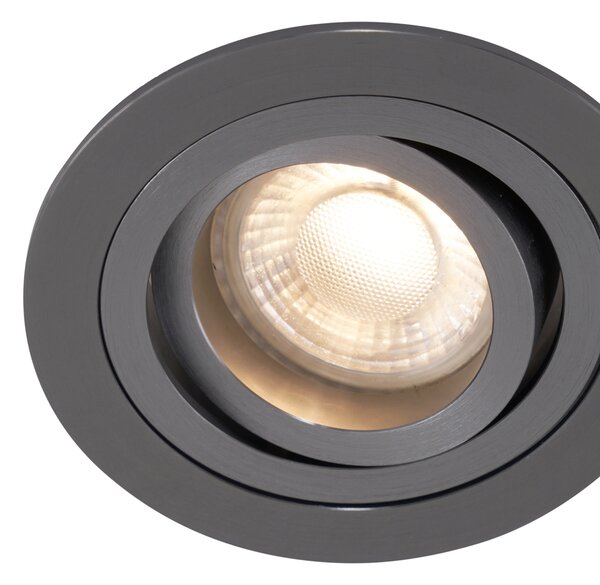 Set de 6 spoturi încastrate moderne Gunmetal GU10 50mm Rotund Înclinabile - Rondoo