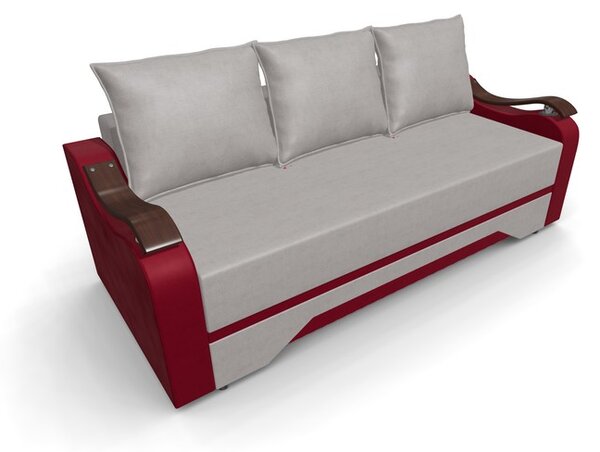 Canapea Extensibila Sally Mini, Crem/Rosu
