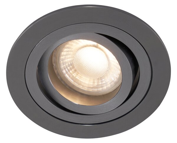 Set de 6 spoturi încastrate moderne Gunmetal GU10 50mm Rotund Înclinabile - Rondoo