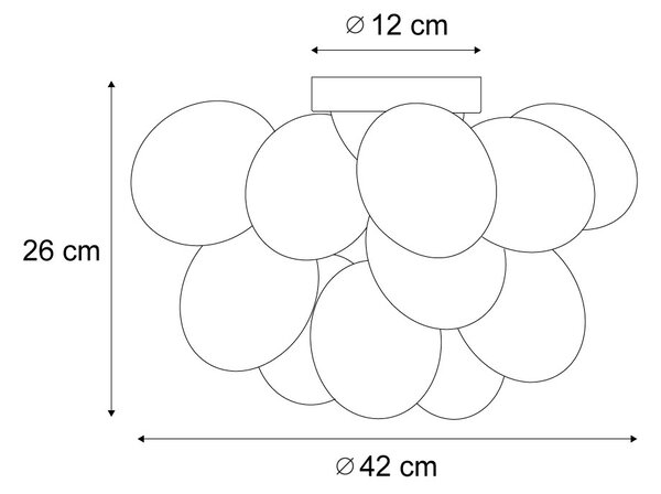 Plafonieră de design negru cu chihlimbar și sticlă fumuriu 4 lumini - Uvas