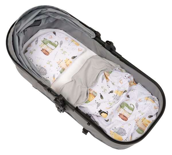Set lenjerie landou si carucior bebe Kidizi Wiskers – paturica 90x75 cm, cearceaf cu elastic si pernuta, bumbac 100% Oeko-Tex