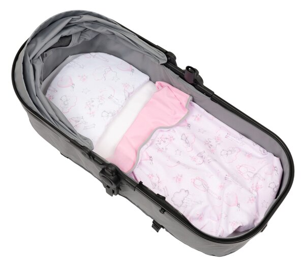 Set lenjerie landou si carucior bebe Kidizi Fairy Clouds – paturica 90x75 cm, cearceaf cu elastic si pernuta, bumbac 100% Oeko-Tex