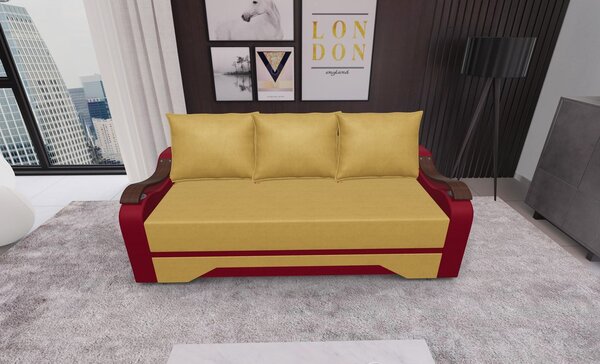 Canapea Extensibila Sally Mini, Mustar/Rosu