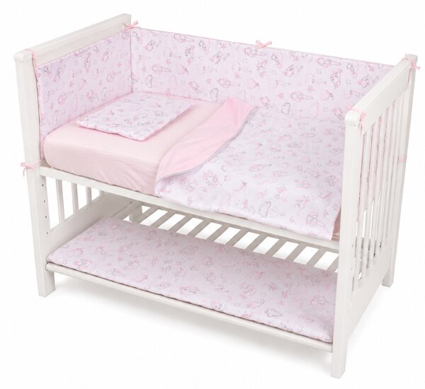 Lenjerie patut bebe co-sleeper lipit de patul parintilor 120x60 cm Kidizi Fairy Clouds, include aparatori matlasate pe toate lateralele, perna cu husa detasabila, paturica si cearceaf cu elastic
