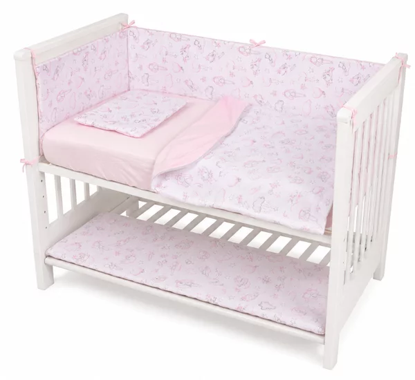 Lenjerie patut bebe co-sleeper lipit de patul parintilor 120x60 cm Kidizi Fairy Clouds, include aparatori matlasate pe toate lateralele, perna cu husa detasabila, paturica si cearceaf cu elastic