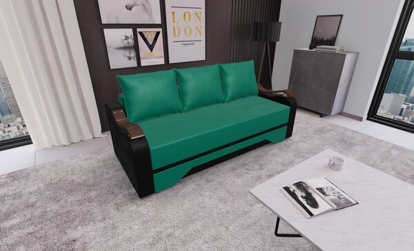 Canapea Extensibila Sally Mini, Verde/Negru