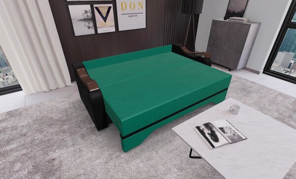 Canapea Extensibila Sally Mini, Verde/Negru