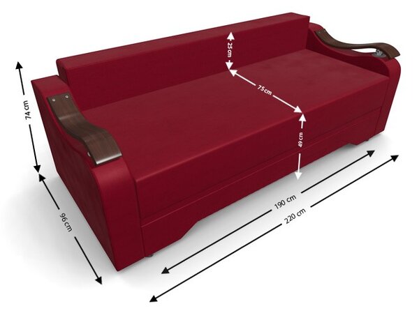 Canapea Extensibila Sally Mini, Rosu/Rosu