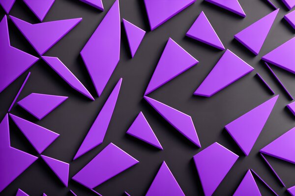 Fototapet Triunghiuri violet pe o suprafață neagră, Fototapet geometric 3D, Fototapet populare, u94590 - Tapeko.ro
