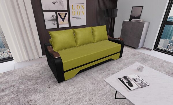 Canapea Extensibila Sally Mini, Verde masliniu/Negru