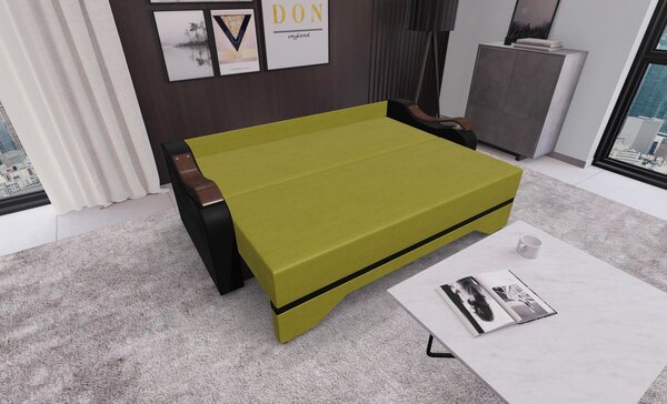 Canapea Extensibila Sally Mini, Verde masliniu/Negru