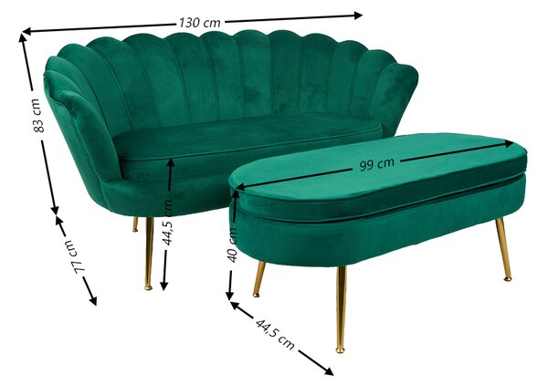 Set Marbella Canapea cu Masuta KJL213, Verde