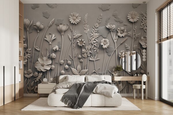 Fototapet Motiv floral delicat, în nuanțe delicate, Fototapet flori 3D, Fototapet populare, w07869v1 - Tapeko.ro