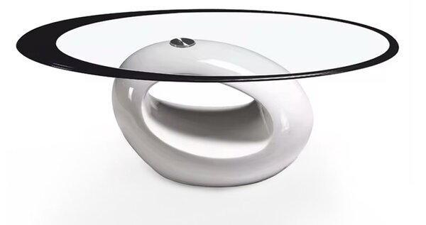 Masuta Cafea cu Blat de Sticla KJCT005 Alb