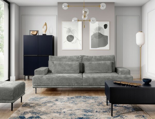 Canapea pentru living Livani - șenilă gri Perfect Harmony 85 / picioare negre