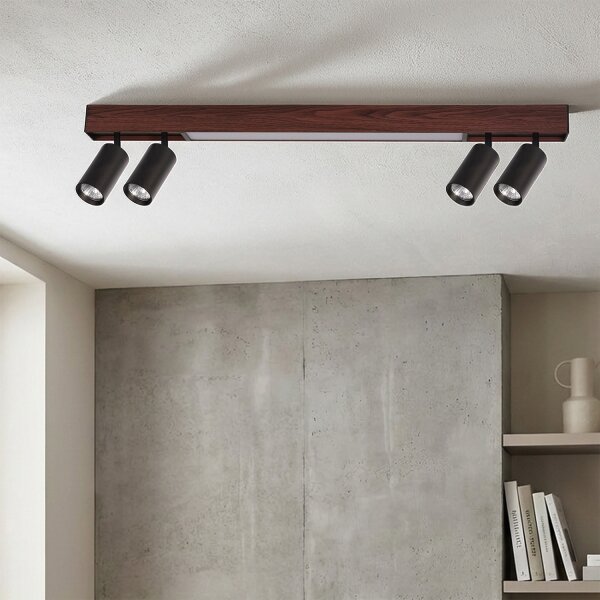 Brilagi - Spot LED SELE 4xGU10/30W/230V + LED/20W negru/decor stejar