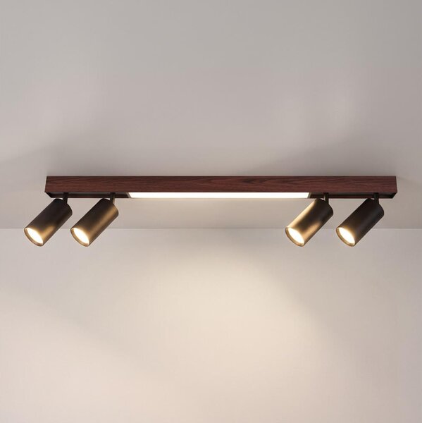 Brilagi - Spot LED SELE 4xGU10/30W/230V + LED/20W negru/decor stejar