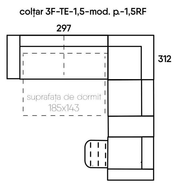 Coltar extensibil cu recliner LEGATO din stofa