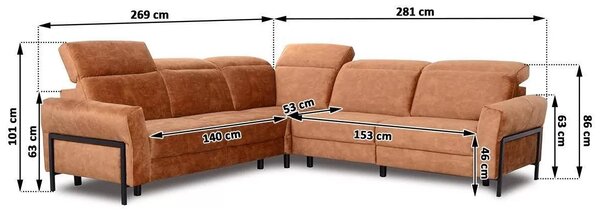Coltar extensibil cu 2 reclinere Mellow din piele