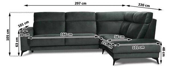 Coltar extensibil cu depozitare LEGATO textil